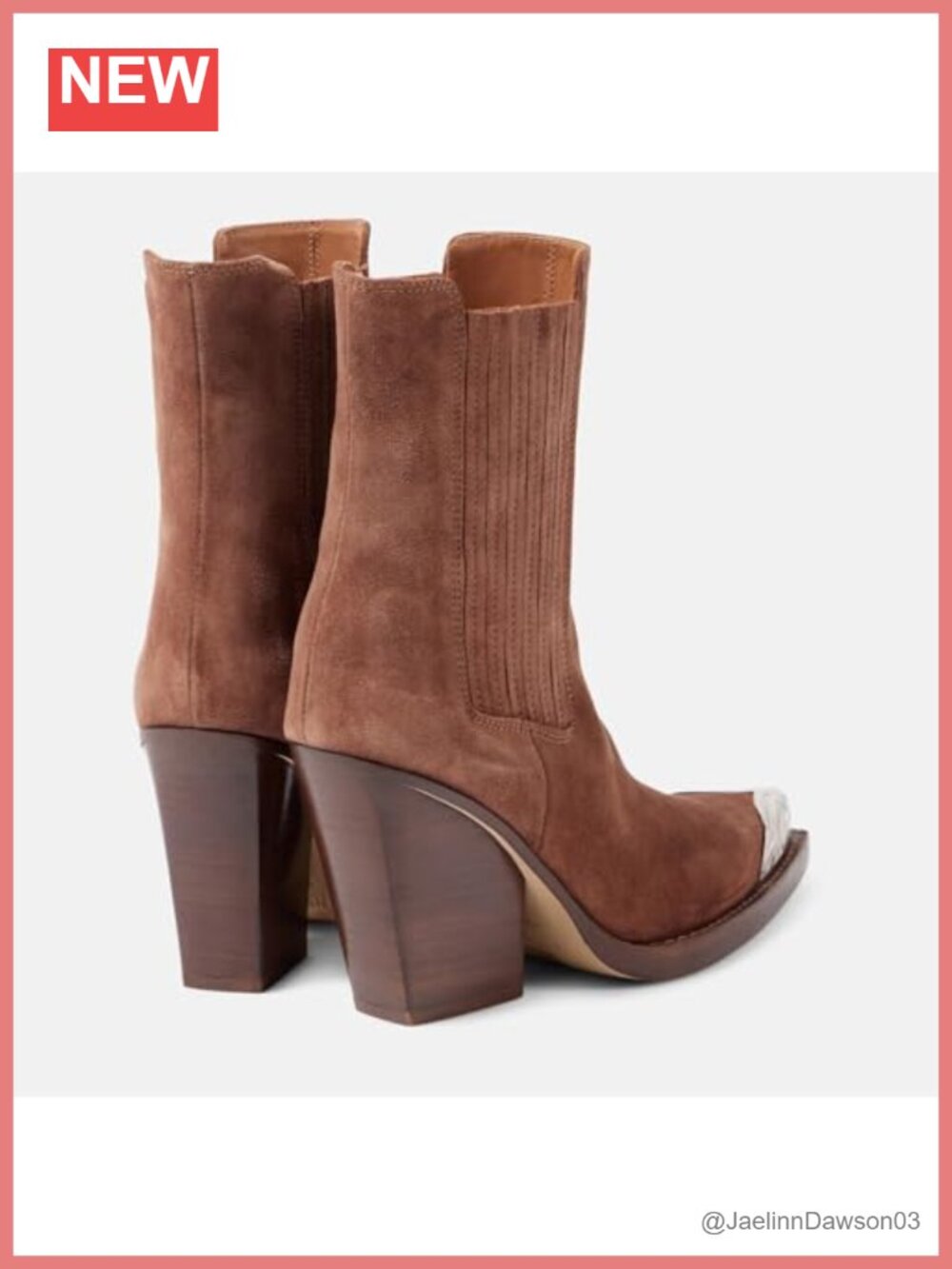 Suede Western Cowgirl Ankle Boots Pointed Toe Stacked Heel Slip On Vintage - Picture 4 of 6